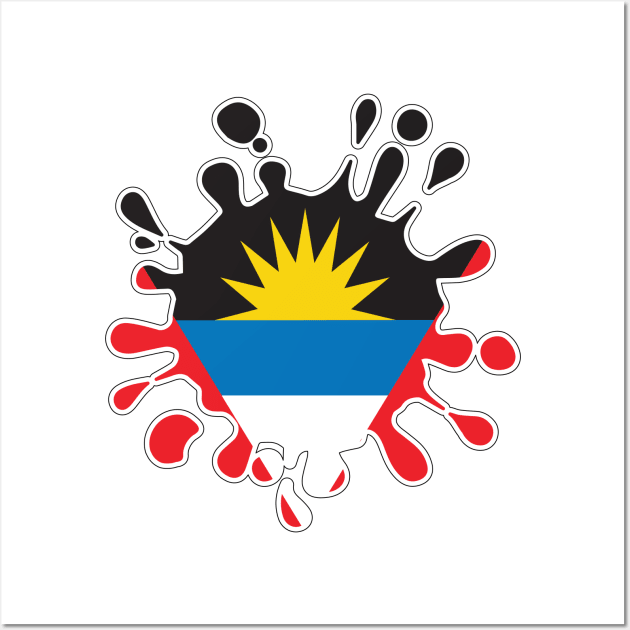 Antigua and Barbuda National Flag Paint Splash Wall Art by IslandConcepts